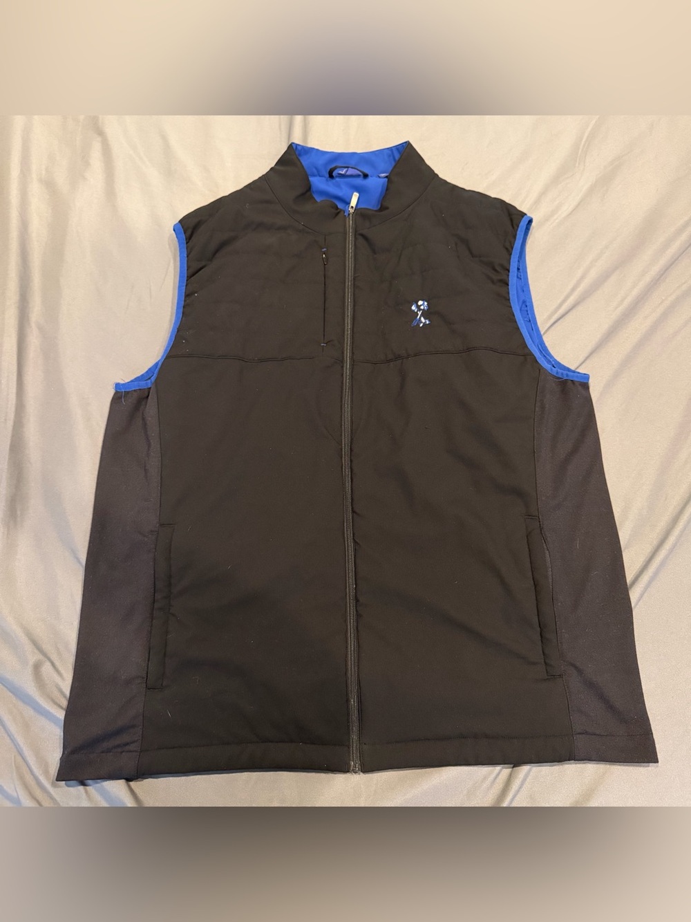 FootJoy Mens XL Quilted Golf Vest Blue Black Full Zip Insulated FJ